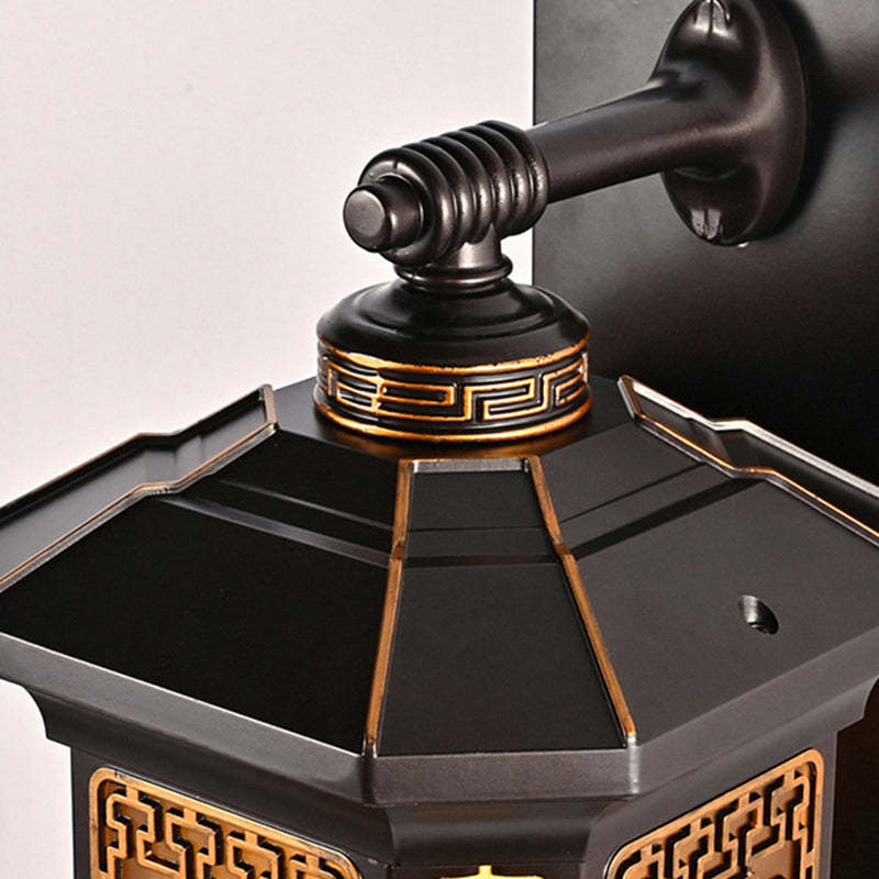 Chinese Lantern Aluminum Glass Outdoor Wall Sconce