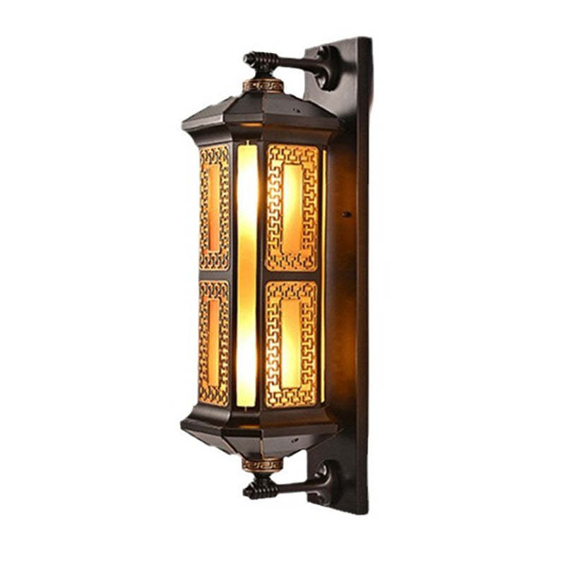 Chinese Lantern Aluminum Glass Outdoor Wall Sconce