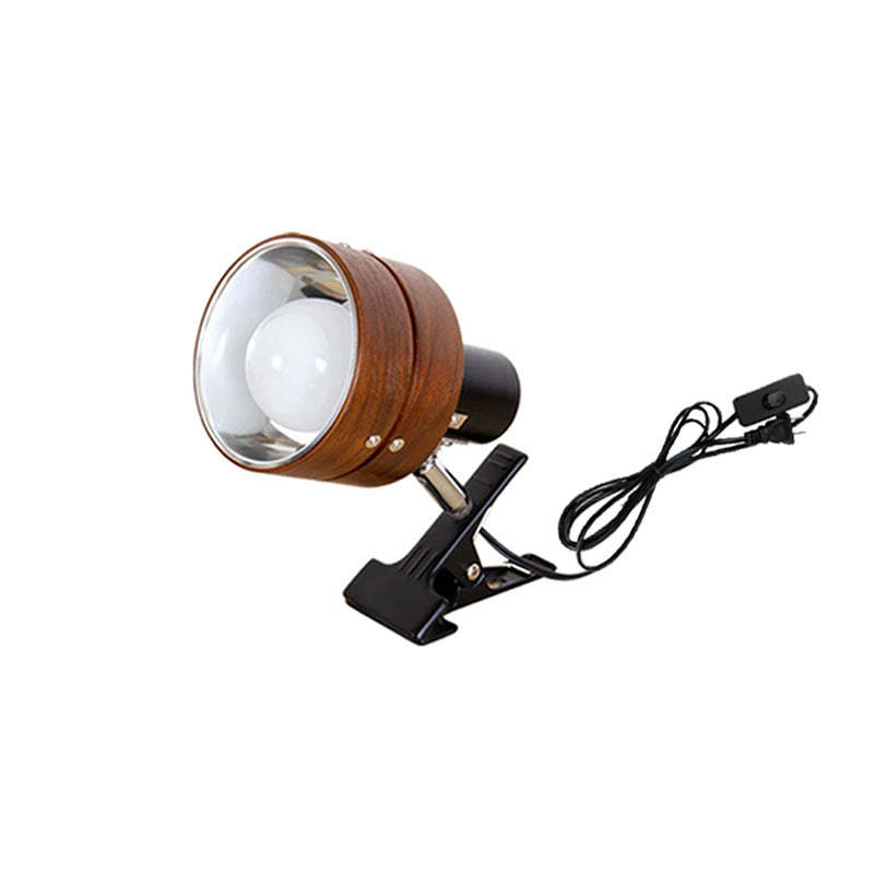 Japanese Round Clip Wood Iron Acrylic Table Lamp