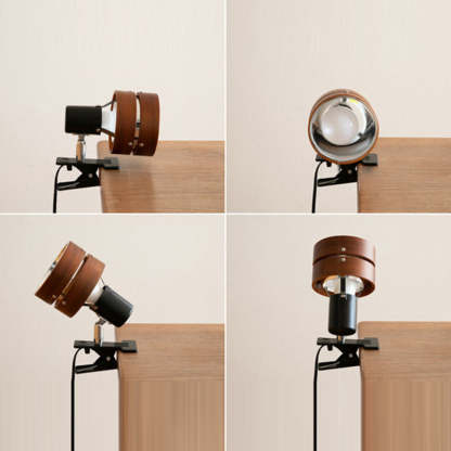 Japanese Round Clip Wood Iron Acrylic Table Lamp