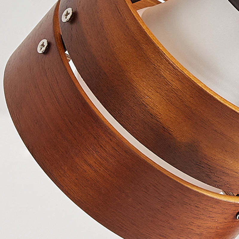 Japanese Round Clip Wood Iron Acrylic Table Lamp