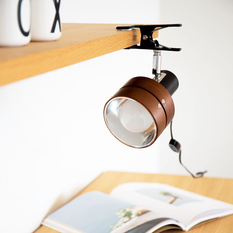 Wood acrylic round clip table lamps - traditional — Natural Wood / 220V-240V (UK/AU)