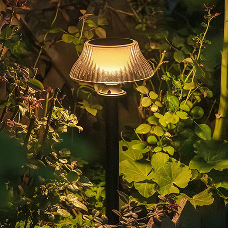 Black iron concrete ball half landscape lighting - minimalist
