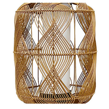 Coastal Solar Cylinder Lantern Rattan Iron Floor Lamp
