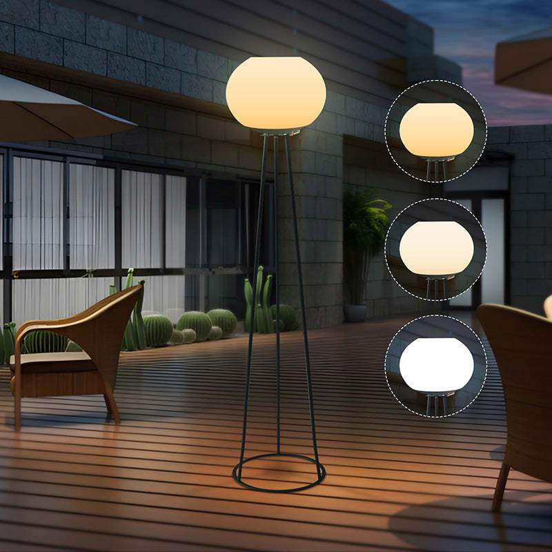 Minimalist Solar Oval Tripod Iron LED Floor Lamp