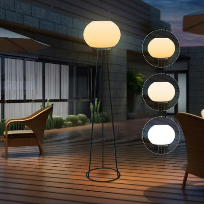 Minimalist Solar Oval Tripod Iron LED Floor Lamp
