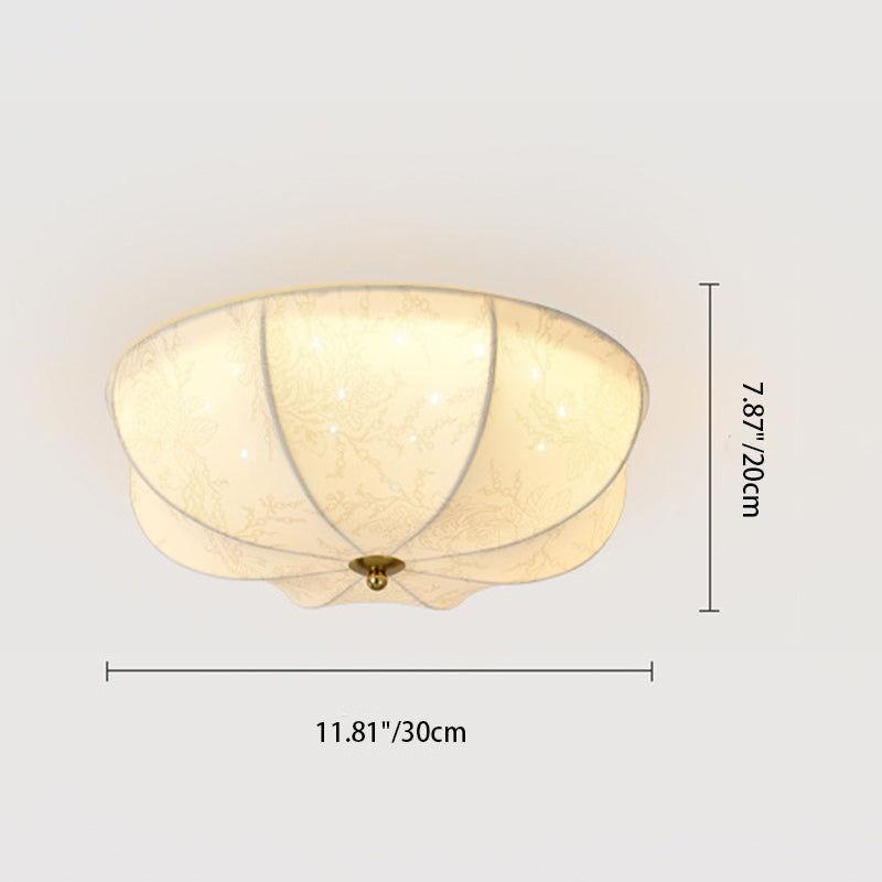 French Round Printed Iron Fabric 3/4/5-Light Flush Mount