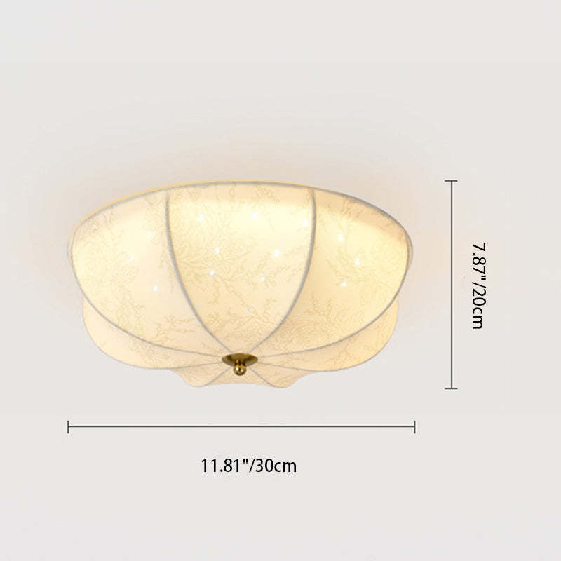 French Round Printed Iron Fabric 3/4/5-Light Flush Mount