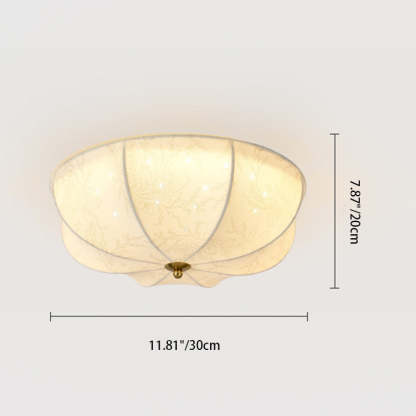 French Round Printed Iron Fabric 3/4/5-Light Flush Mount