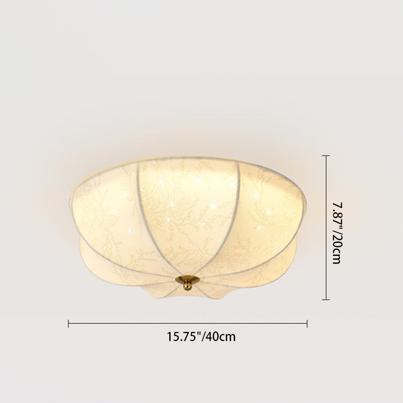French Round Printed Iron Fabric 3/4/5-Light Flush Mount