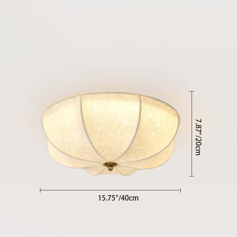 French Round Printed Iron Fabric 3/4/5-Light Flush Mount