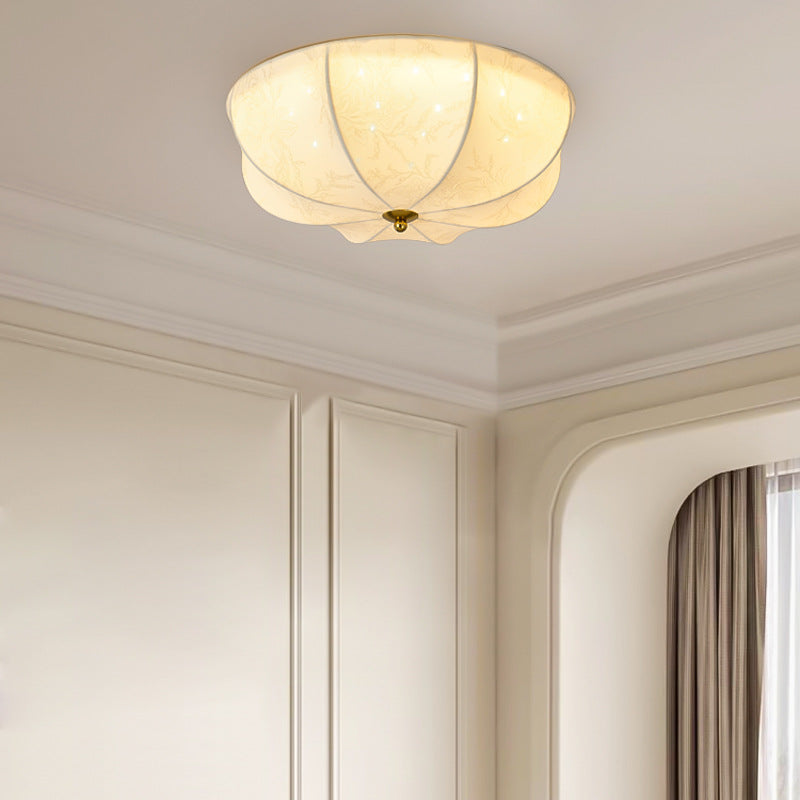 French Round Printed Iron Fabric 3/4/5-Light Flush Mount