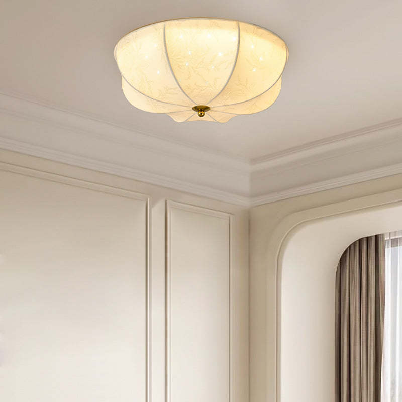 French Round Printed Iron Fabric 3/4/5-Light Flush Mount