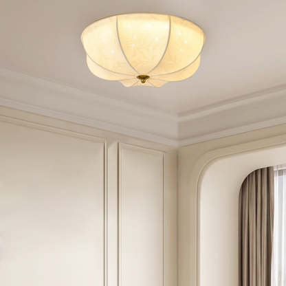 French Round Printed Iron Fabric 3/4/5-Light Flush Mount
