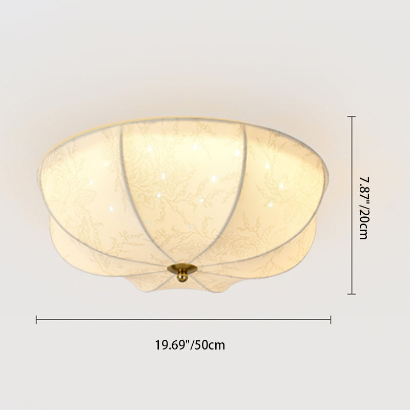 French Round Printed Iron Fabric 3/4/5-Light Flush Mount