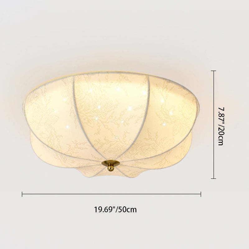French Round Printed Iron Fabric 3/4/5-Light Flush Mount