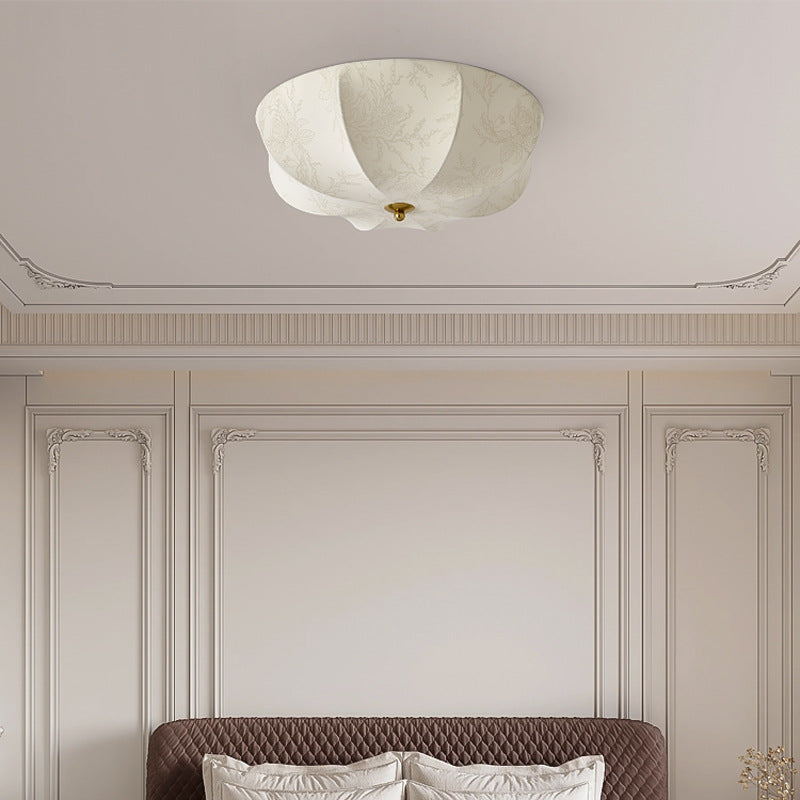 French Round Printed Iron Fabric 3/4/5-Light Flush Mount