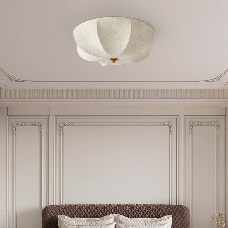 French Round Printed Iron Fabric 3/4/5-Light Flush Mount