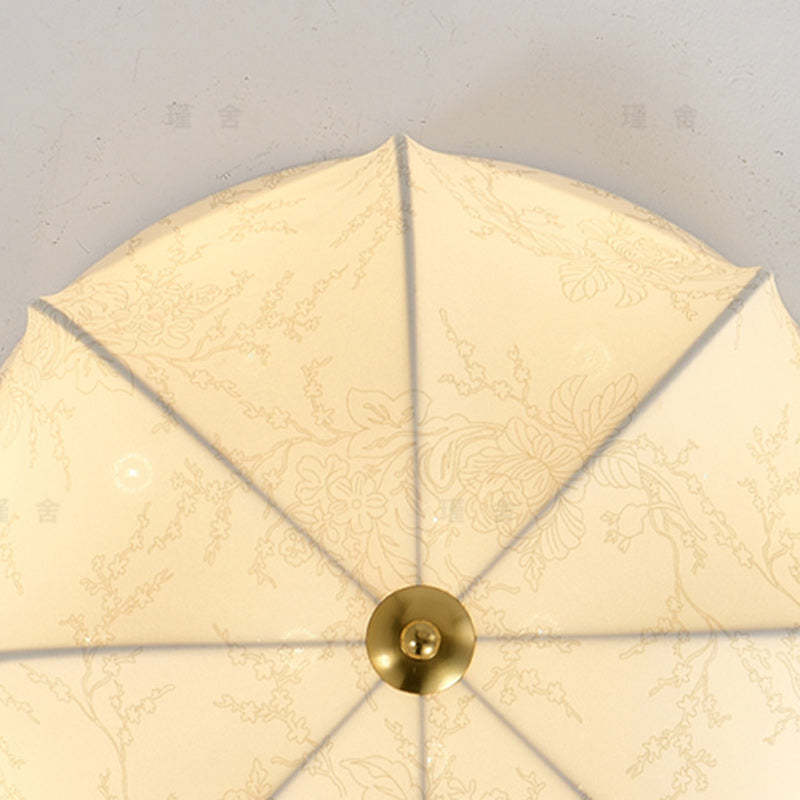 French Round Printed Iron Fabric 3/4/5-Light Flush Mount