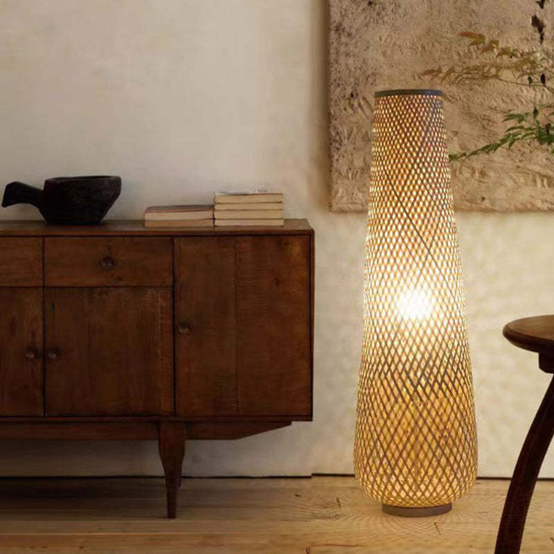 Chinese Cylinder Bamboo Floor Lamp