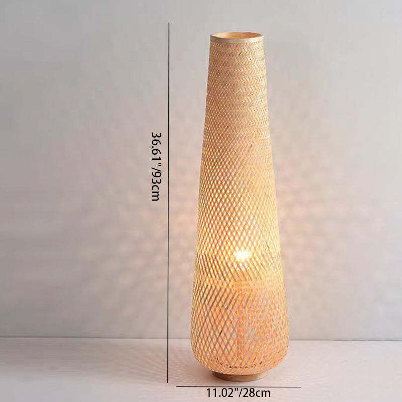 Chinese Cylinder Bamboo Floor Lamp