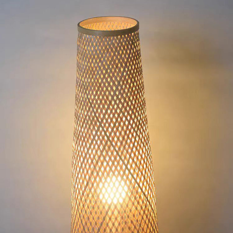 Chinese Cylinder Bamboo Floor Lamp