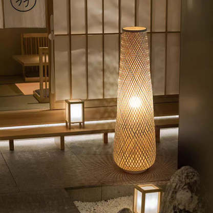 Chinese Cylinder Bamboo Floor Lamp