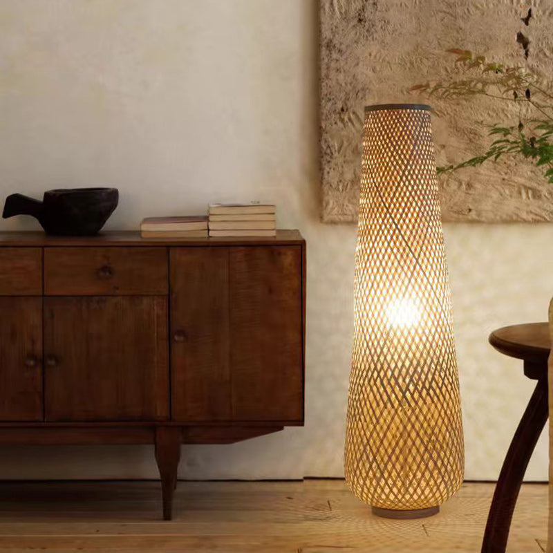 Chinese Cylinder Bamboo Floor Lamp