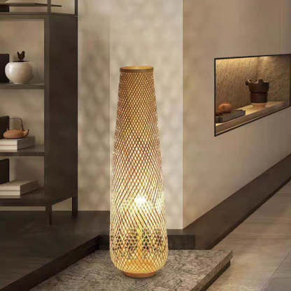 Chinese Cylinder Bamboo Floor Lamp