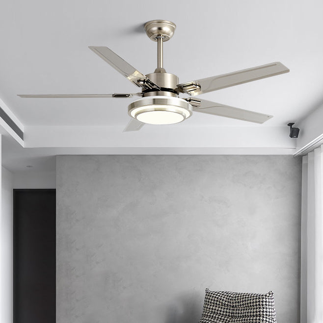 Contemporary blade rectangular ceiling fans in iron — 41.73" / Polished Chrome / 220V-240V (UK/AU