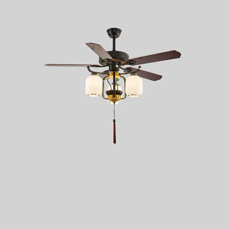 Chinese Lantern Iron Ceiling Fan Light