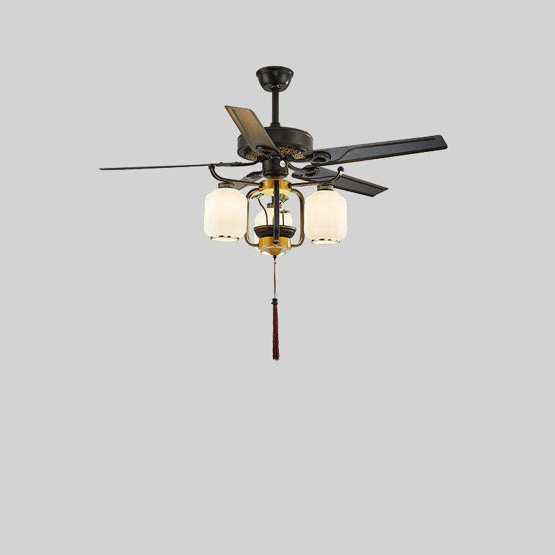 Chinese Lantern Iron Ceiling Fan Light