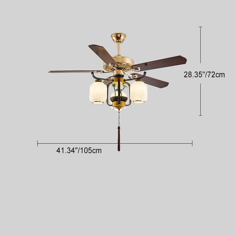 Chinese Lantern Iron Ceiling Fan Light