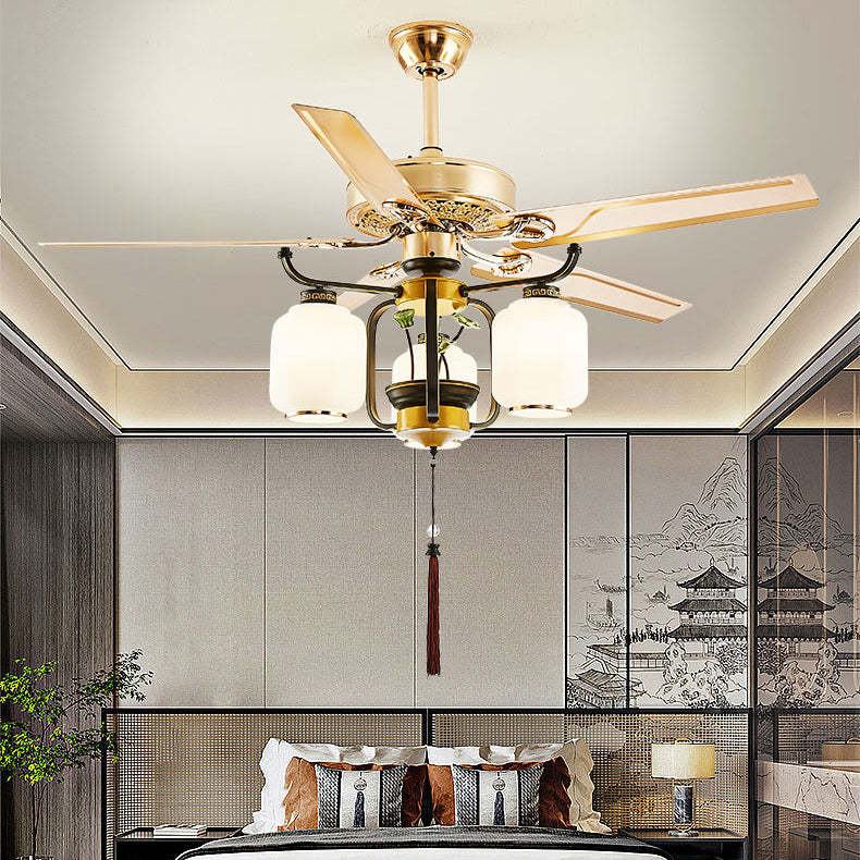 Chinese Lantern Iron Ceiling Fan Light