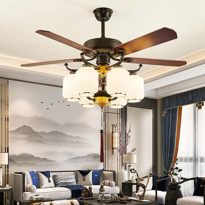 Chinese Lantern Iron Ceiling Fan Light