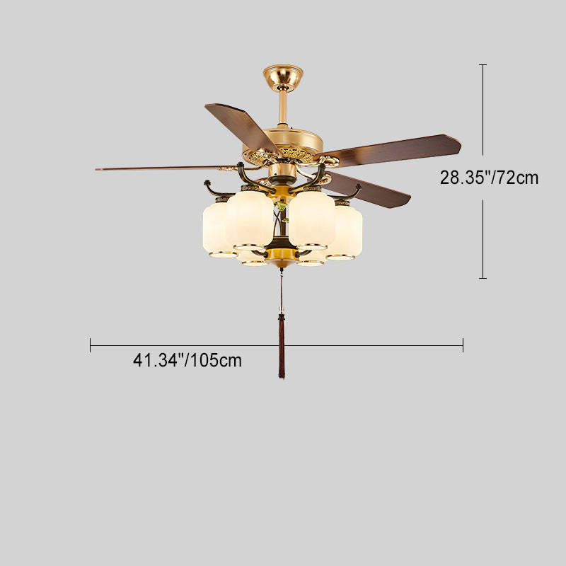 Chinese Lantern Iron Ceiling Fan Light