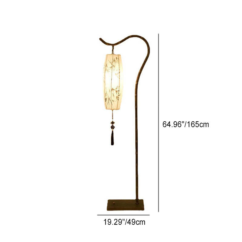 Chinese Fishing Rod Rectangular Bamboo Floor Lamp