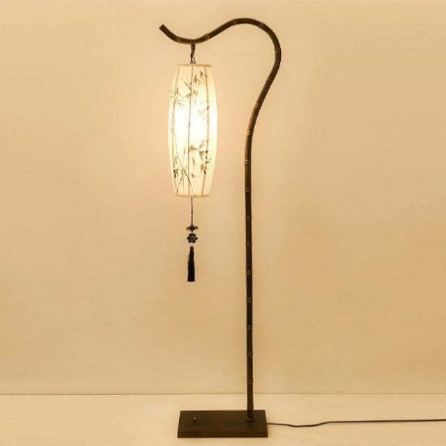Chinese Fishing Rod Rectangular Bamboo Floor Lamp