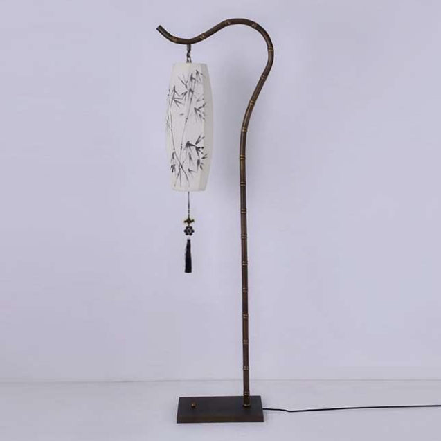 Chinese Fishing Rod Rectangular Bamboo Floor Lamp