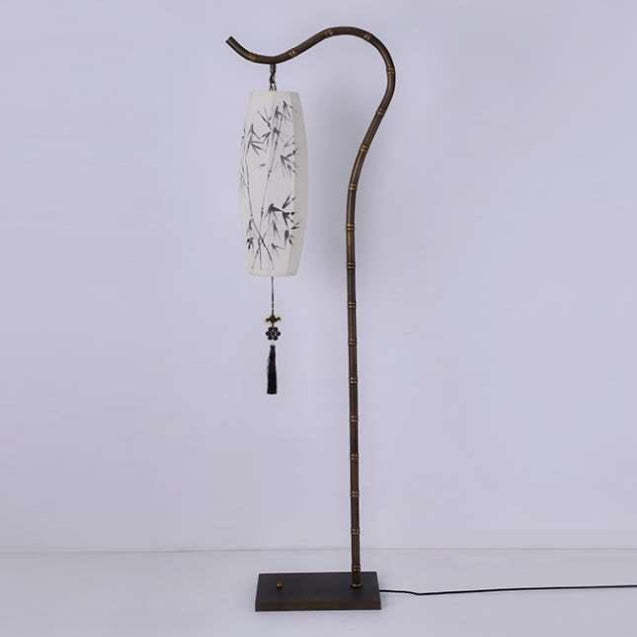 Chinese Fishing Rod Rectangular Bamboo Floor Lamp