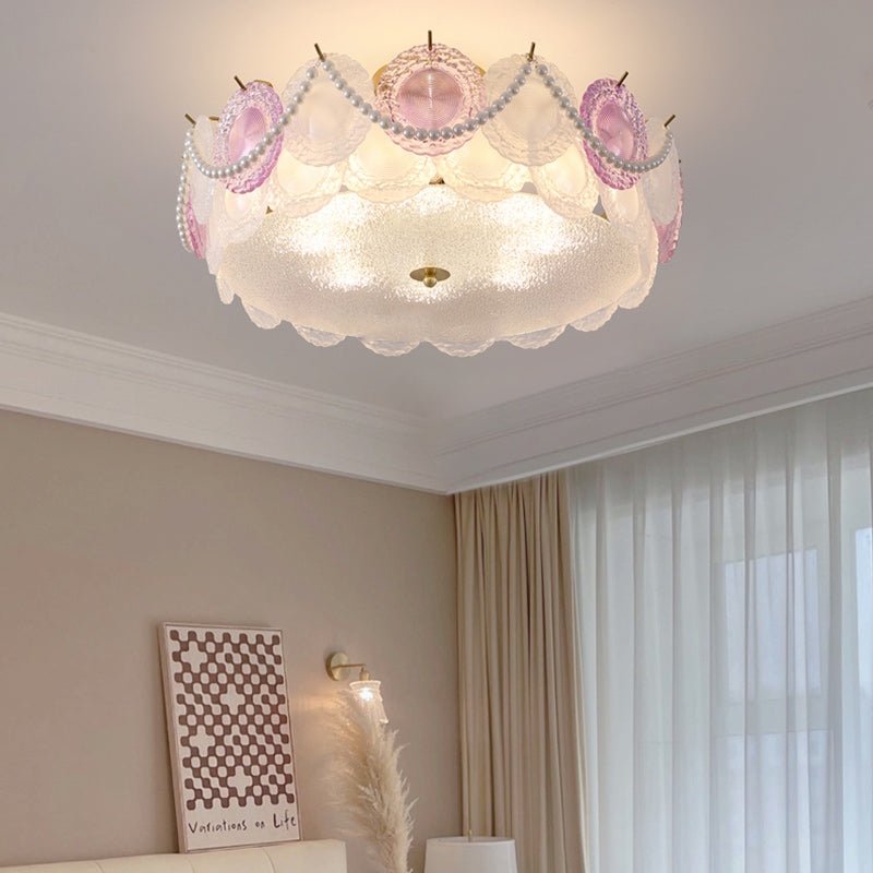 Contemporary Pearl Glass 5/8-Light Ceiling Light