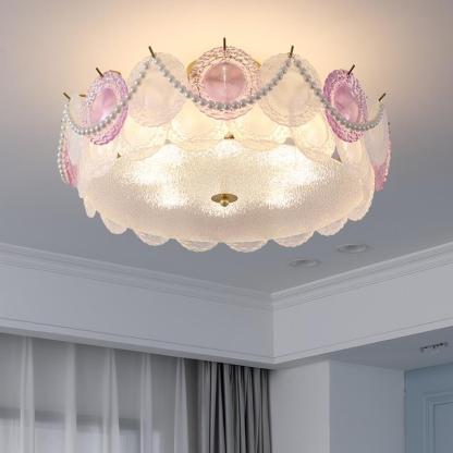 Contemporary Pearl Glass 5/8-Light Ceiling Light
