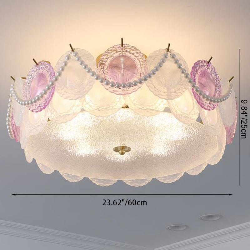Contemporary Pearl Glass 5/8-Light Ceiling Light