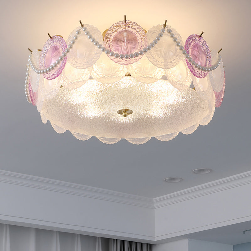 Contemporary Pearl Glass 5/8-Light Ceiling Light