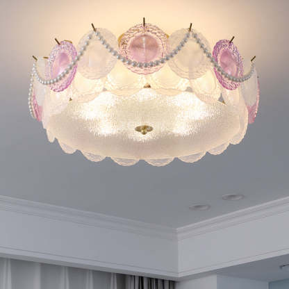Contemporary Pearl Glass 5/8-Light Ceiling Light