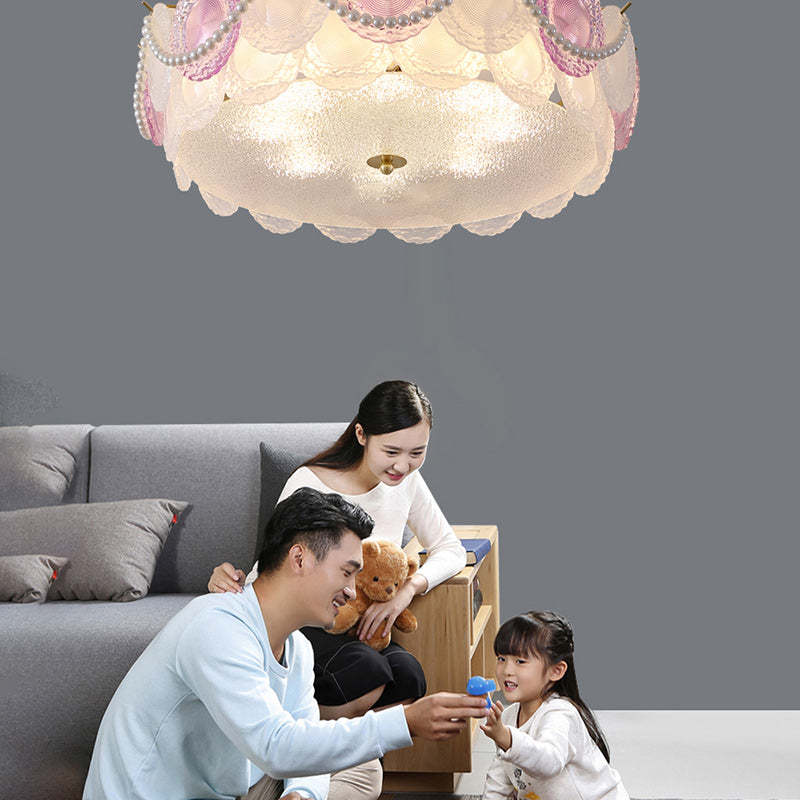 Contemporary Pearl Glass 5/8-Light Ceiling Light