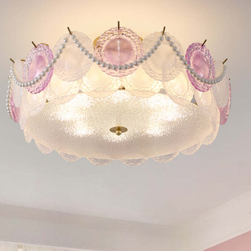 Contemporary Pearl Glass 5/8-Light Ceiling Light