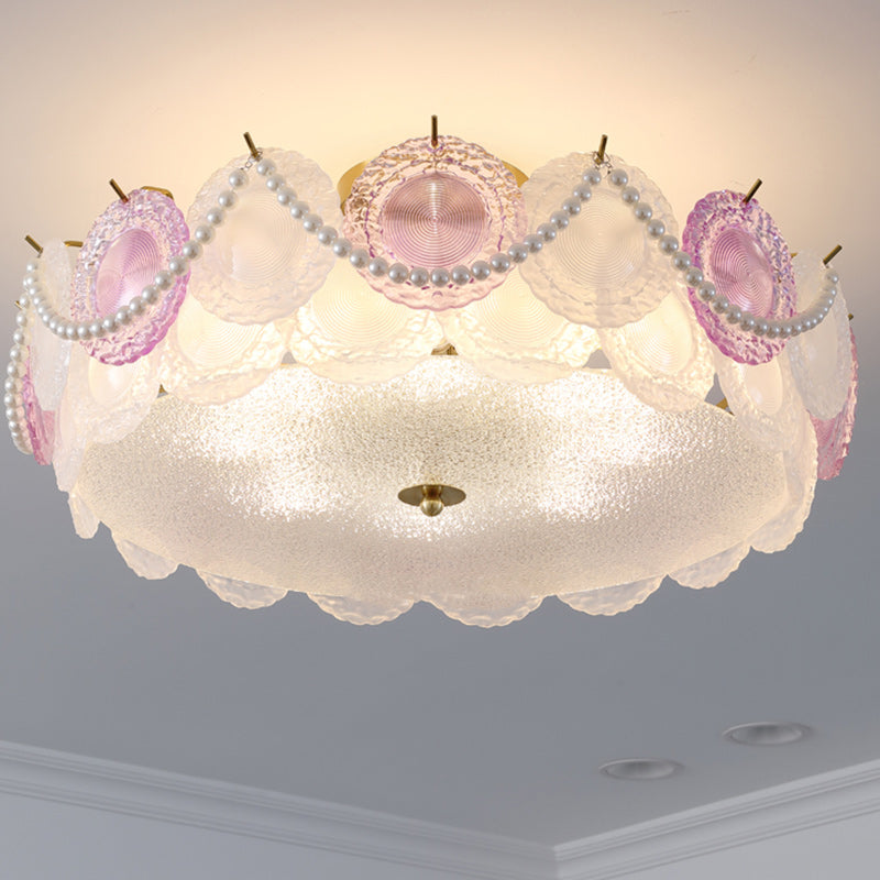 Contemporary Pearl Glass 5/8-Light Ceiling Light