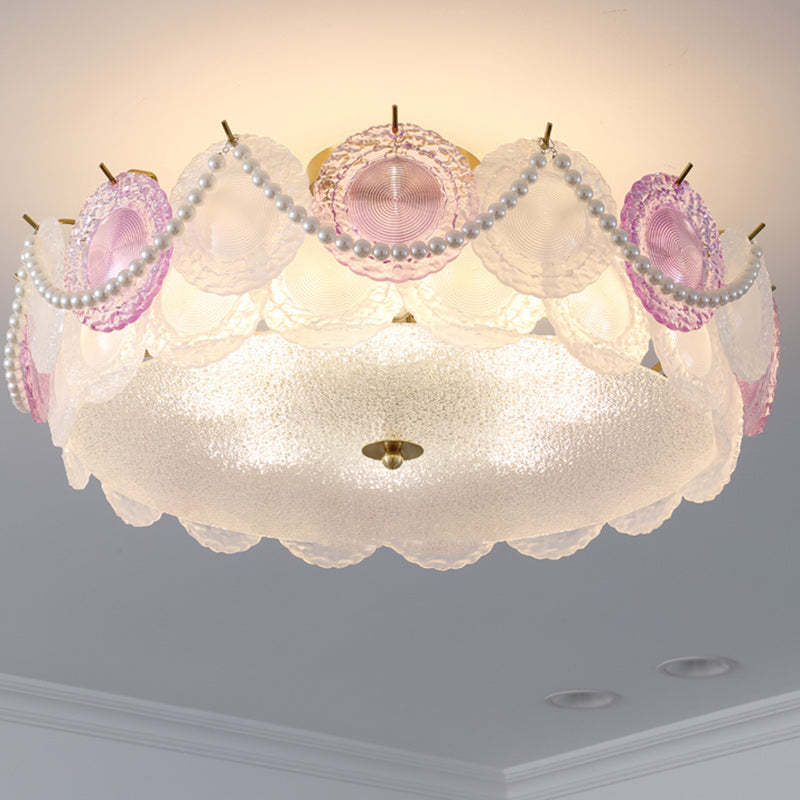 Contemporary Pearl Glass 5/8-Light Ceiling Light