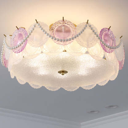 Contemporary Pearl Glass 5/8-Light Ceiling Light
